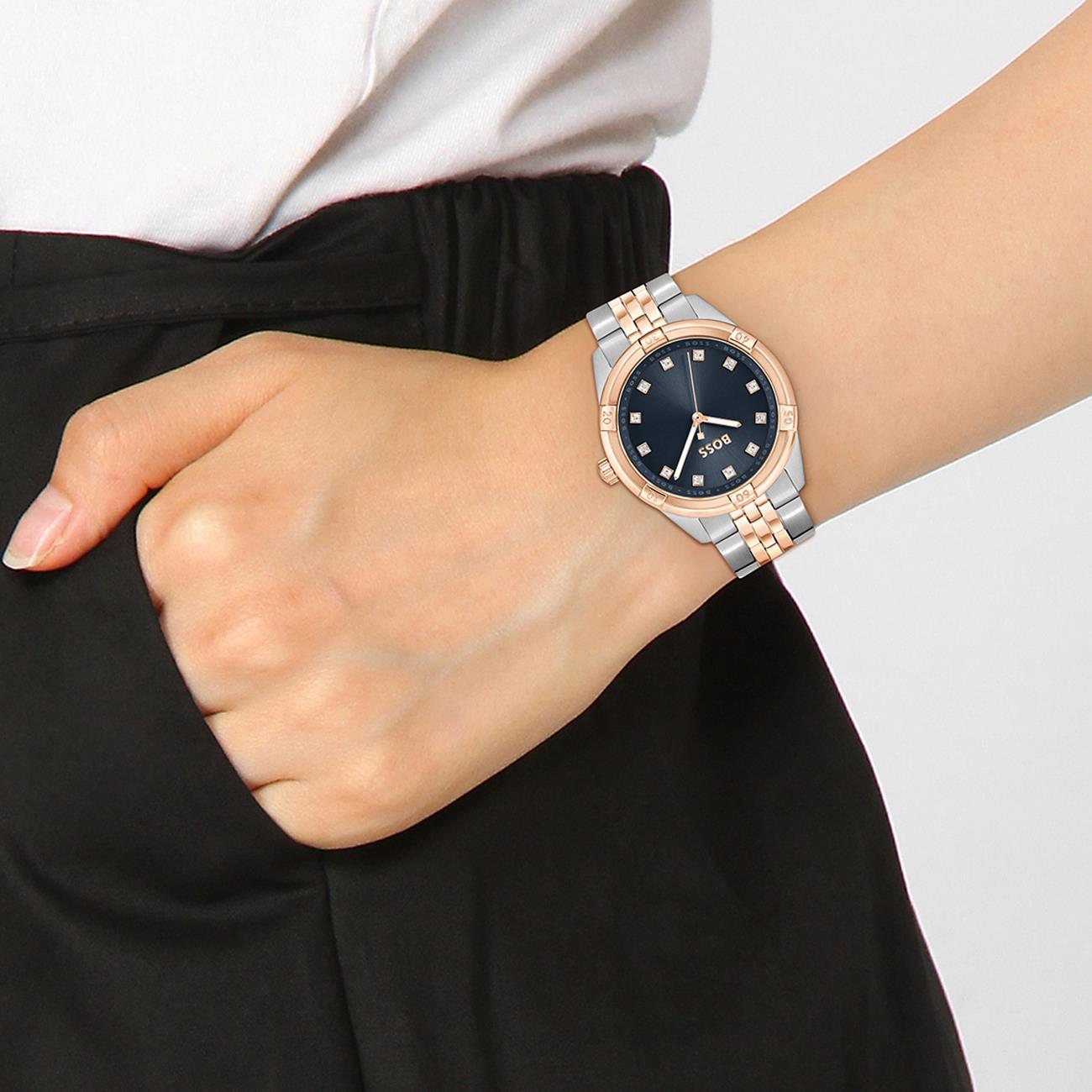 Boss Ladies Rhea Blue Two Tone Bracelet Watch 1502709