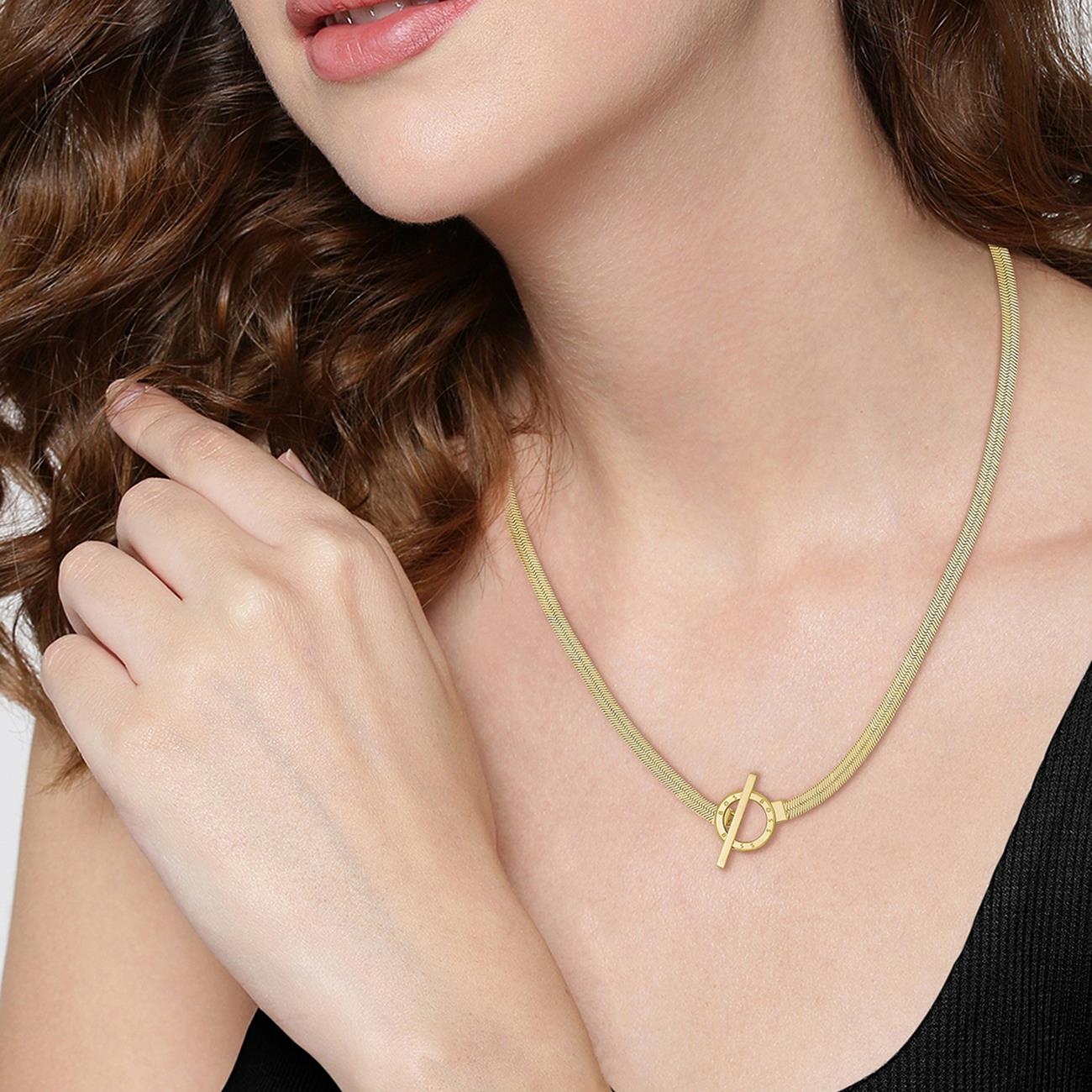 Boss Ladies Zia Gold IP Chain Necklace 1580480