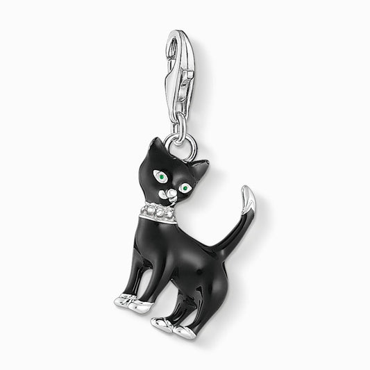 Thomas Sabo Silver Enamel Black Cat Charm 1725-041-11