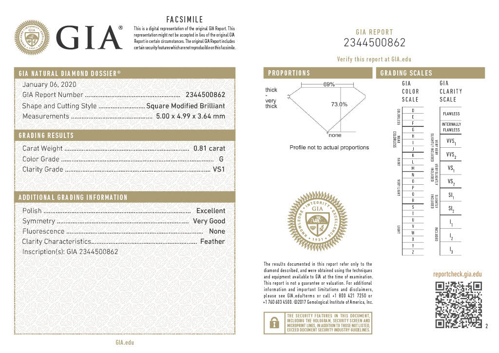 Radiance Princess 0.81ct G Diamond Ring