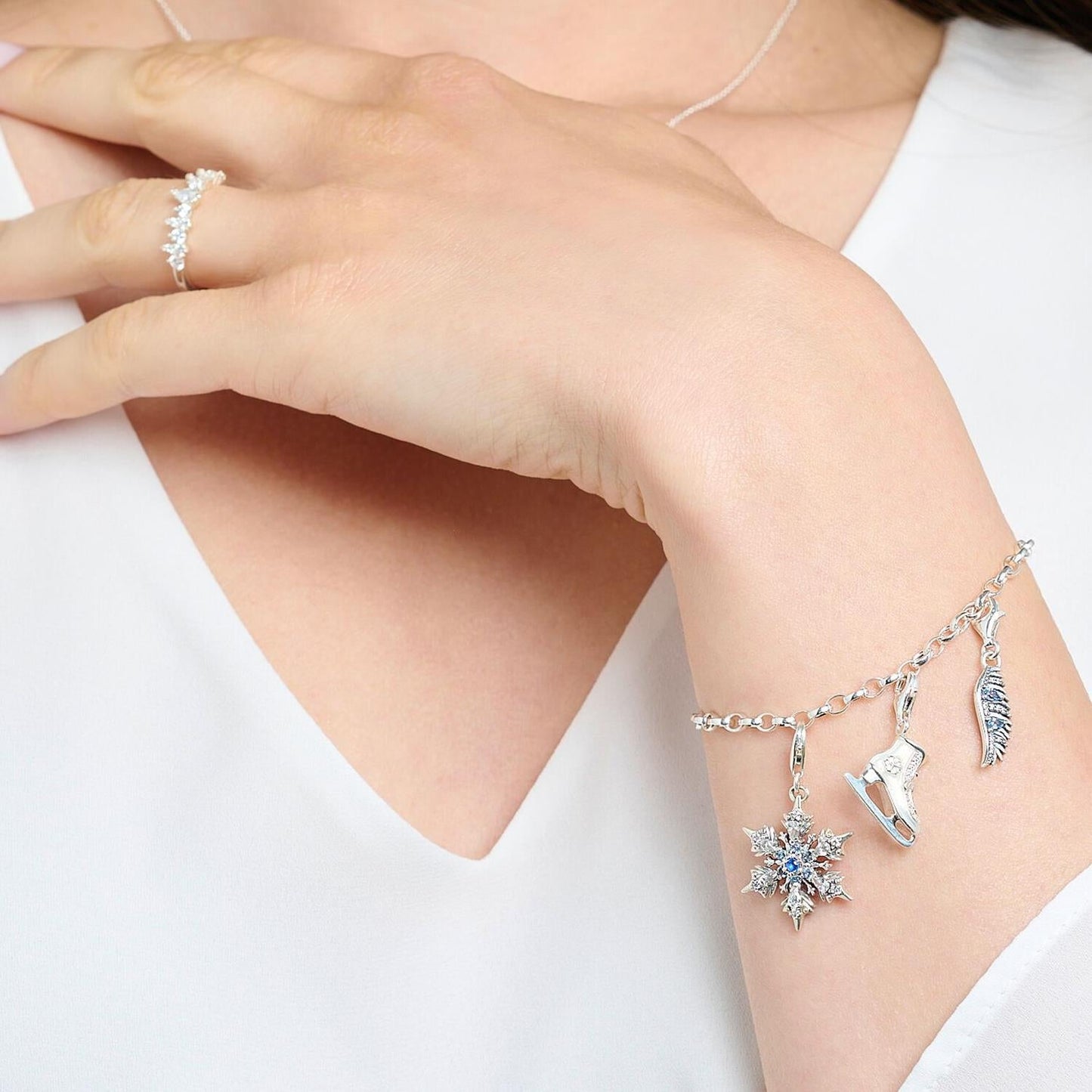 Thomas Sabo Silver Blue Wing Pendant Charm 1905-644-1