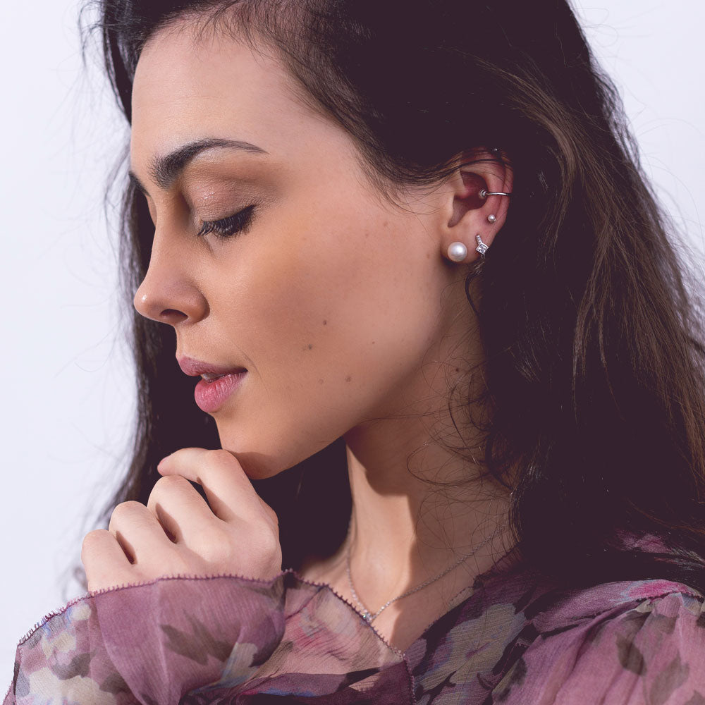 Achara Square Zirconia Small Huggie Earrings