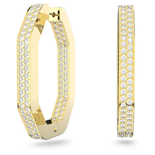 Swarovski Dextera Octagonal Gold Hoop Earrings 5618304