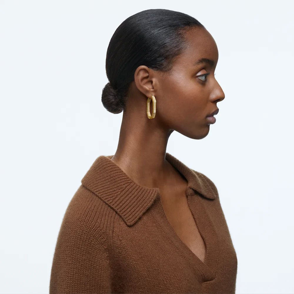 Swarovski Dextera Octagonal Gold Hoop Earrings 5618304