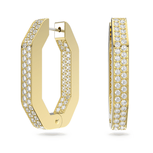 Swarovski Dextera Octagon Gold Hoop Earrings 5639098