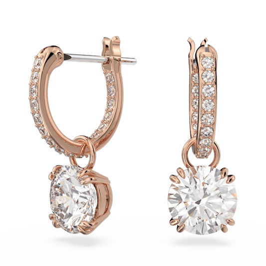Swarovski Constella Rose Gold Drop Hoop Earrings 5639975