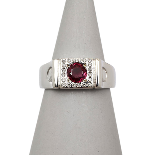 Pre-Owned 18ct Gold Square Ruby & Diamond Cluster Ring