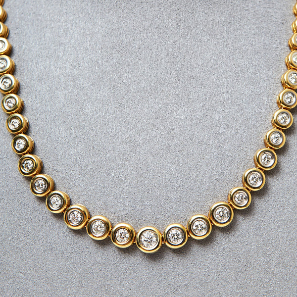 Diamond tennis necklace yellow on sale gold