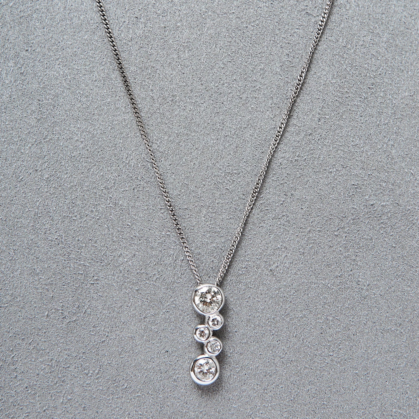 Pre-Owned White Gold 5 Diamond Drop Pendant Necklace