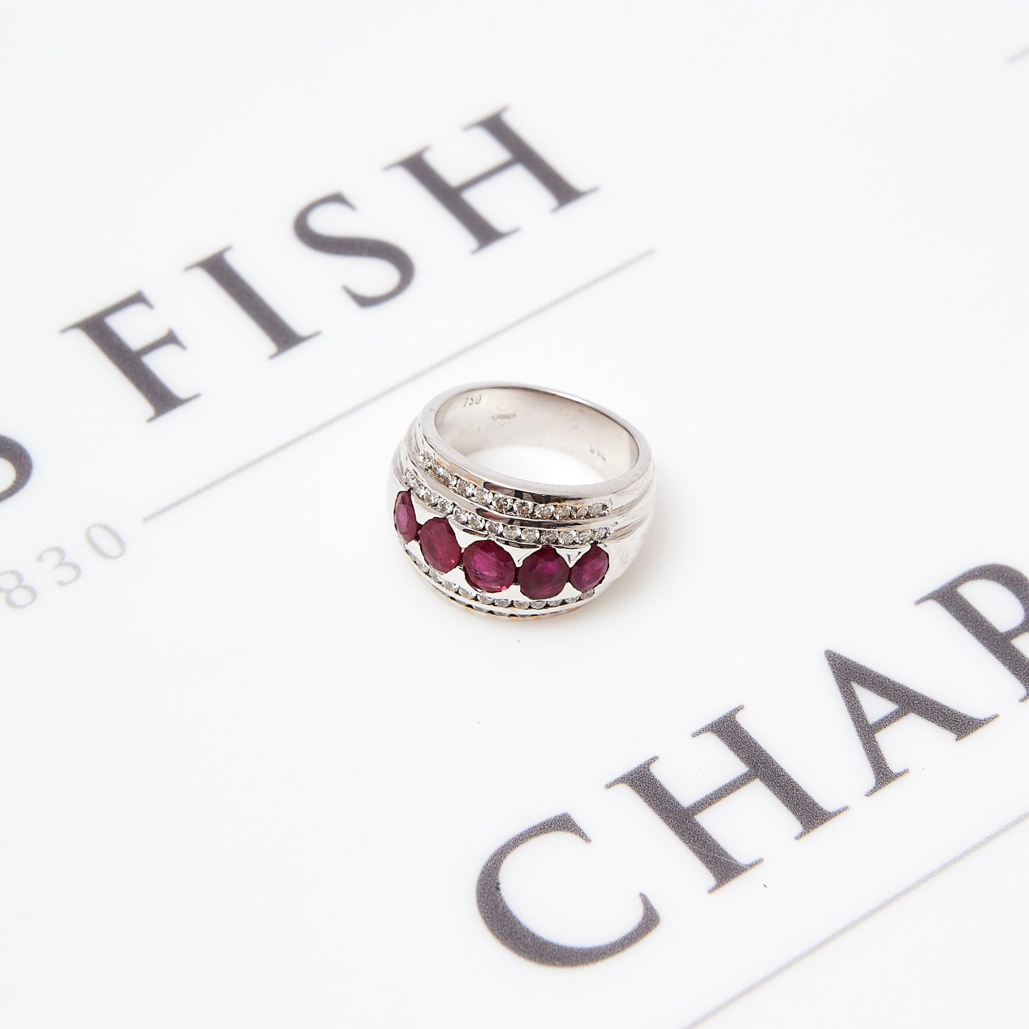Pre-Owned Gold Ruby and Diamond Bump Head Ring