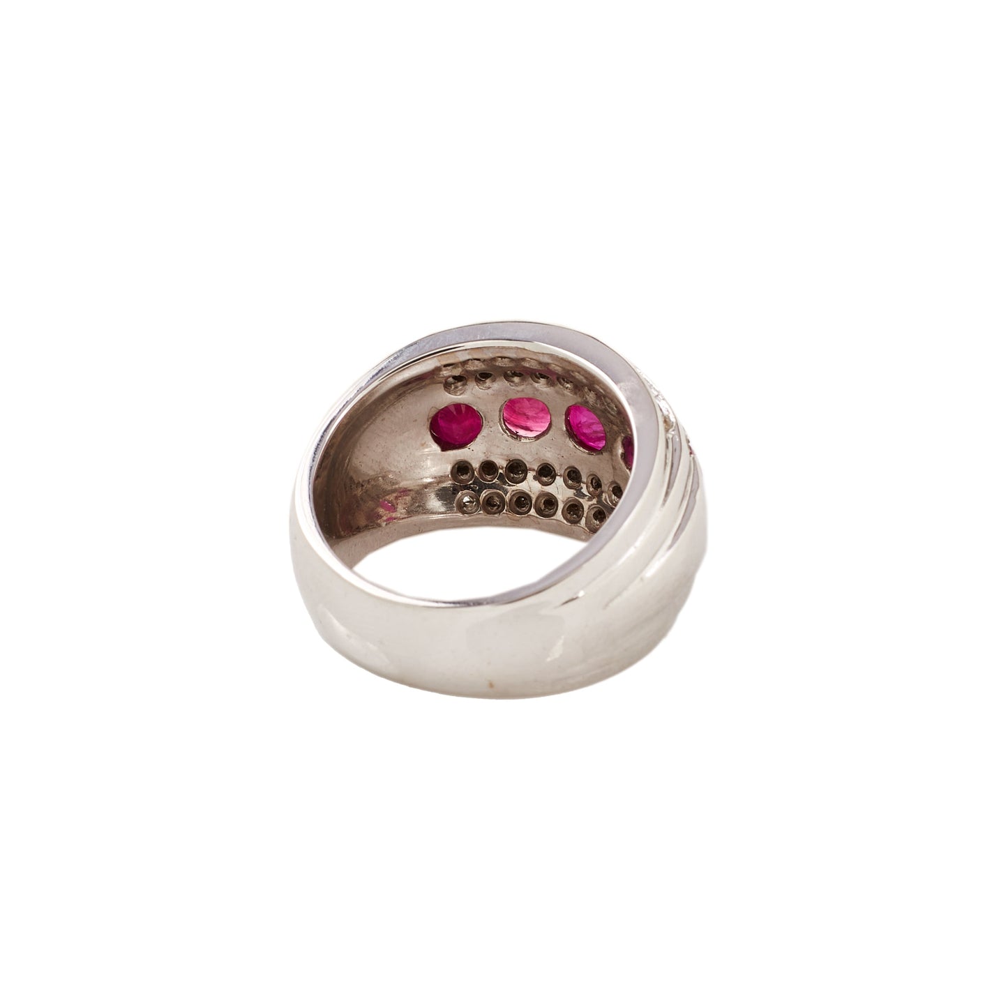 Pre-Owned Gold Ruby and Diamond Bump Head Ring