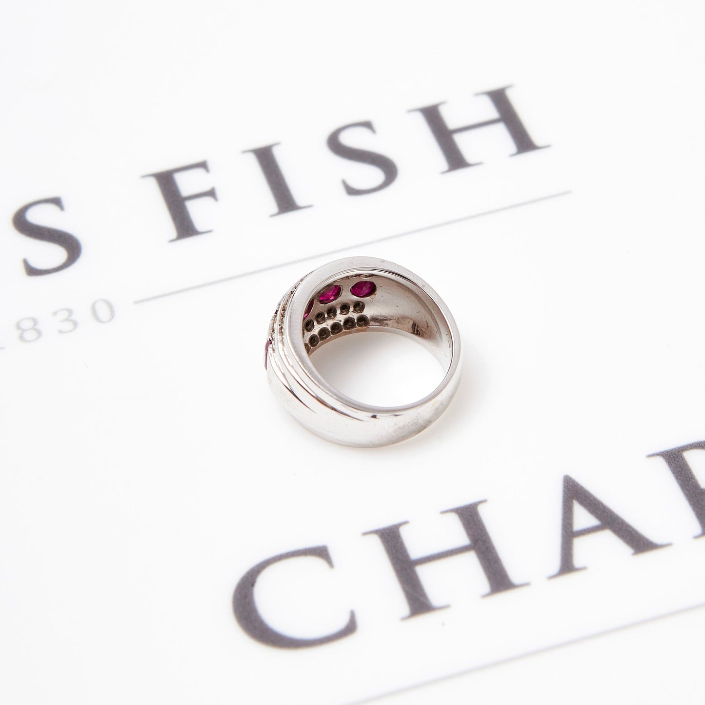 Pre-Owned Gold Ruby and Diamond Bump Head Ring