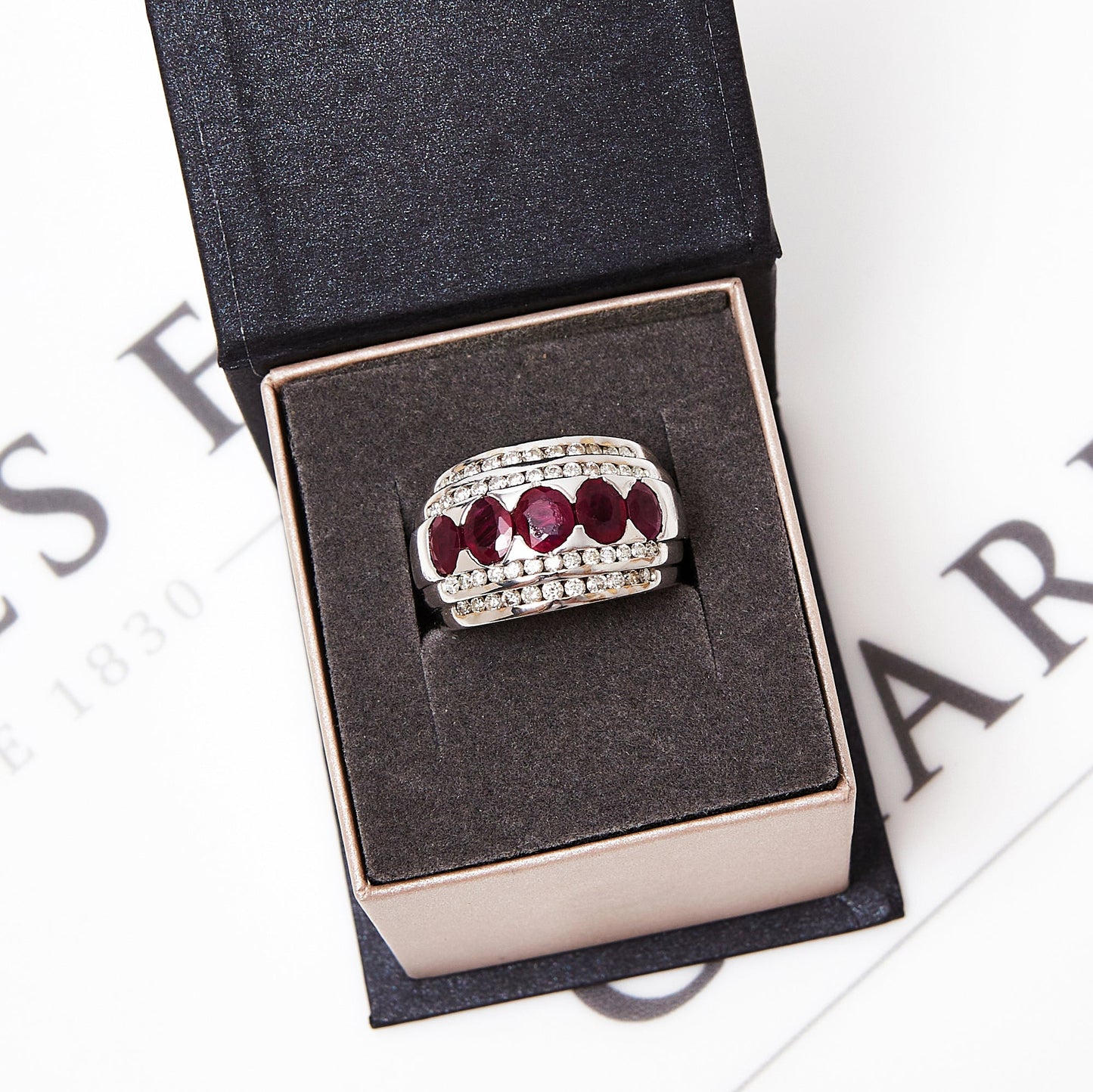 Pre-Owned Gold Ruby and Diamond Bump Head Ring