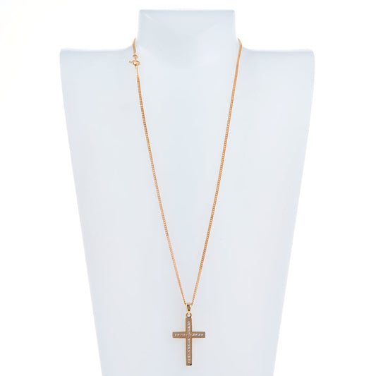 Pre-Owned 9ct Gold Diamond Cross Pendant Necklace