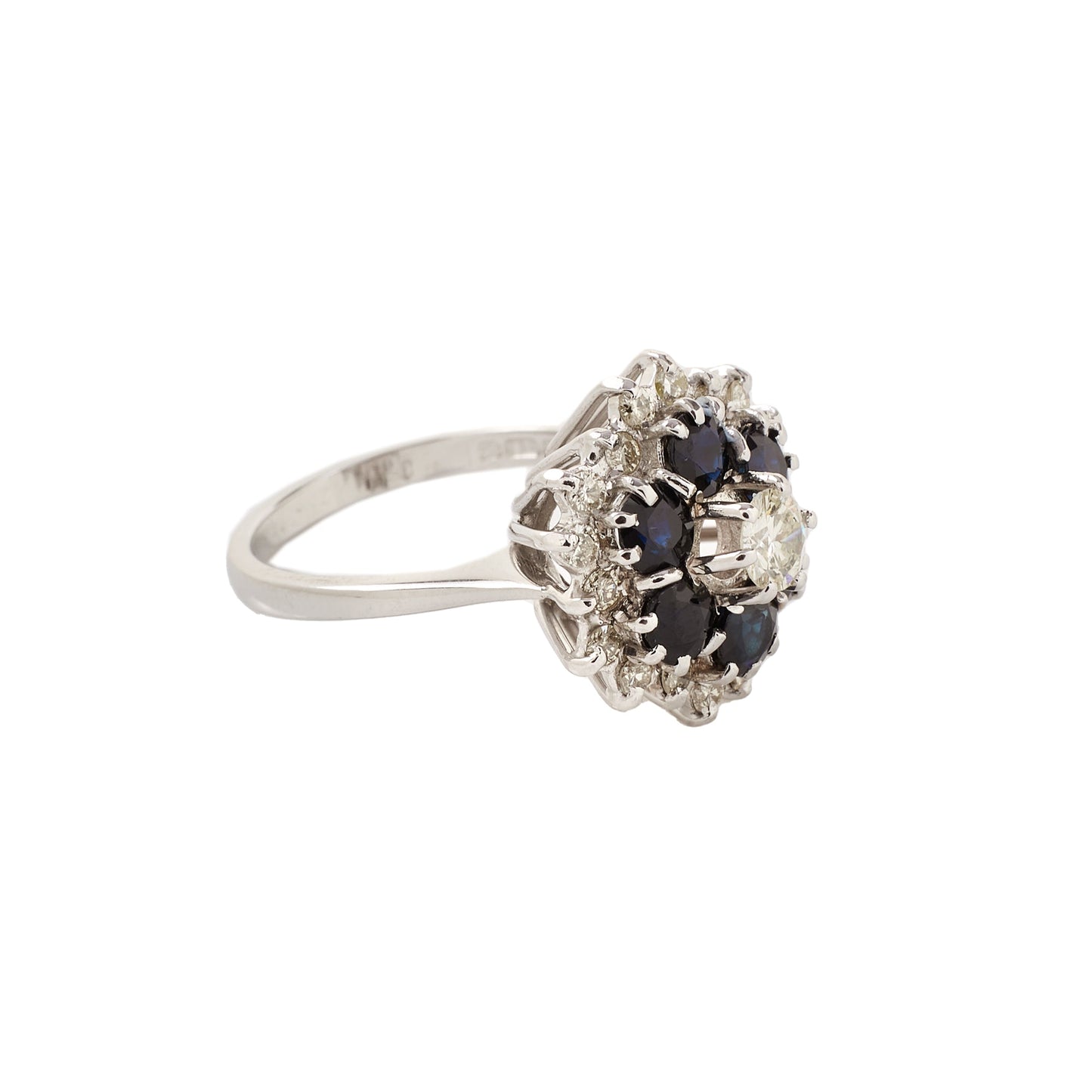 Pre-Owned Blue Sapphire and Diamond Cluster Ring