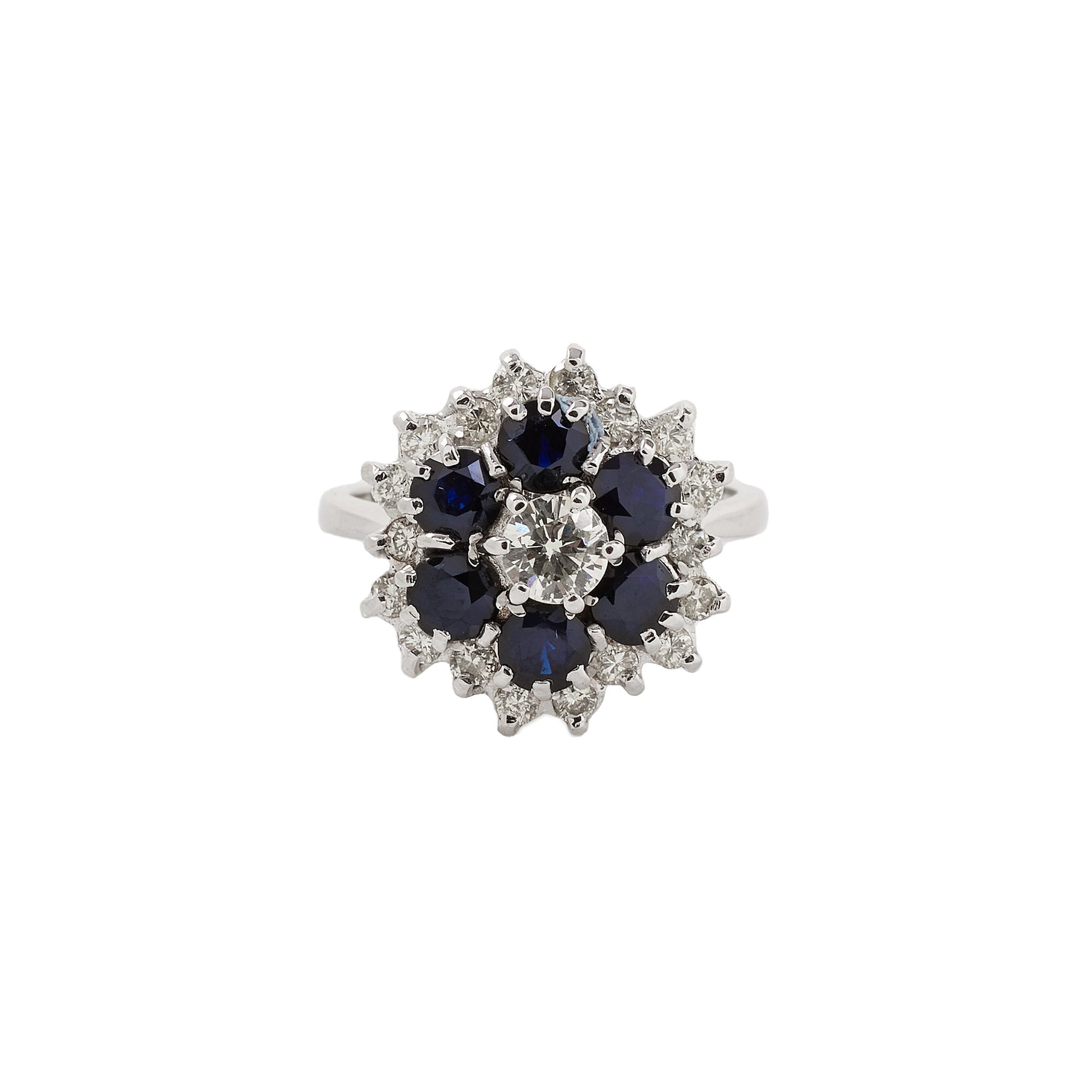 Pre-Owned Blue Sapphire and Diamond Cluster Ring