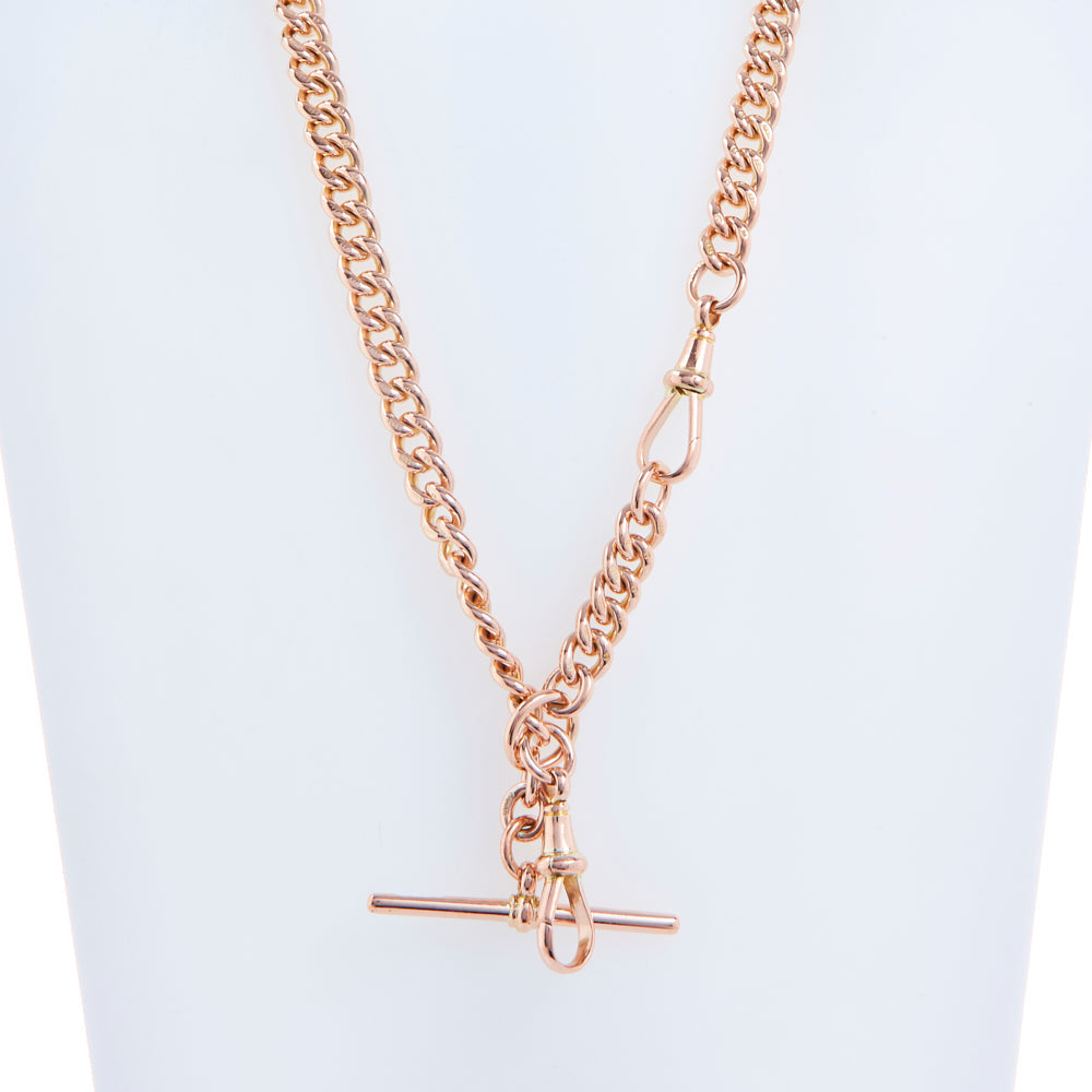 Pre-Owned 9ct Rose Gold Albert Chain With T-Bar