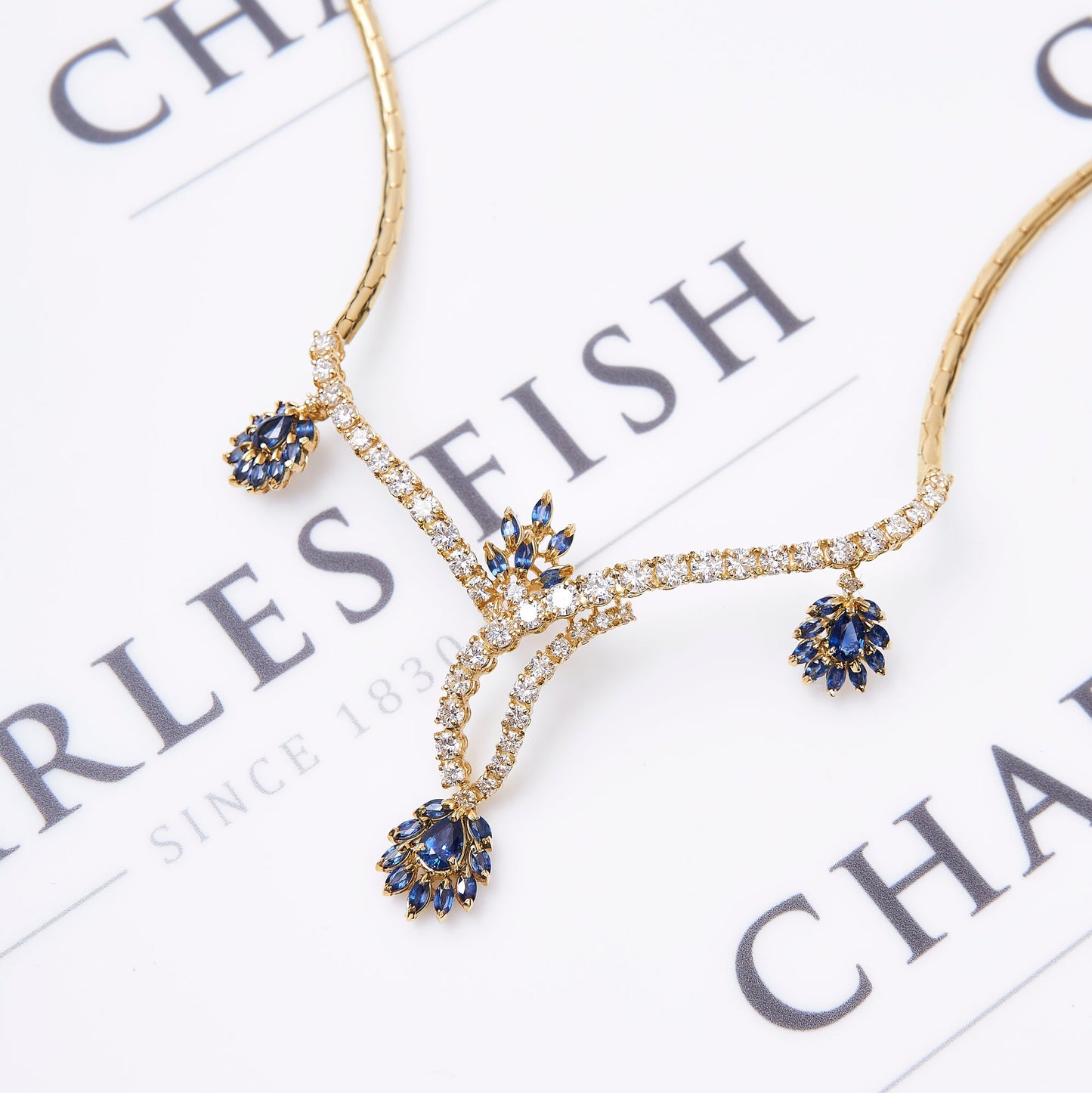 Pre-Owned Diamond Sapphire Cluster Necklace & Earrings Set