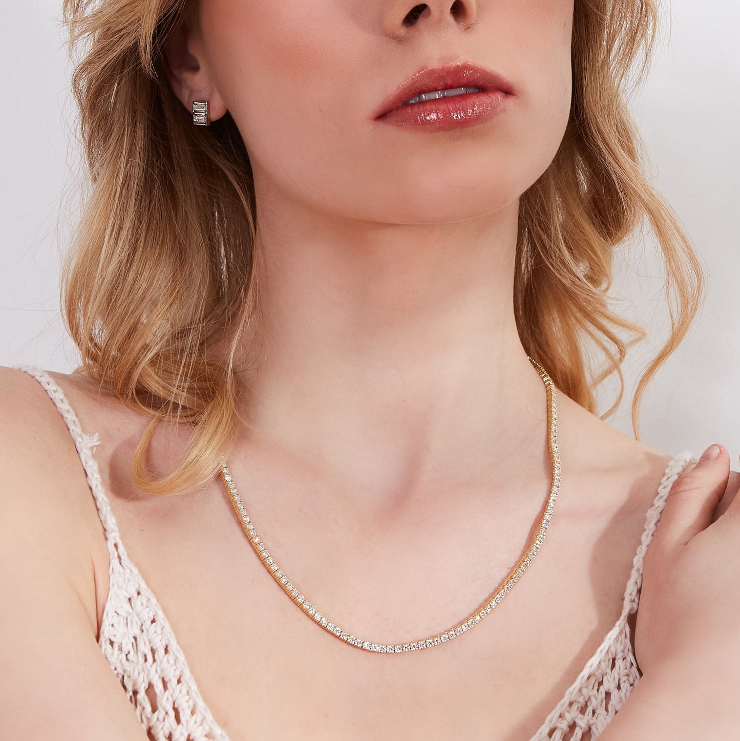 Pre-Owned 18ct Yellow Gold Diamond Tennis Necklace