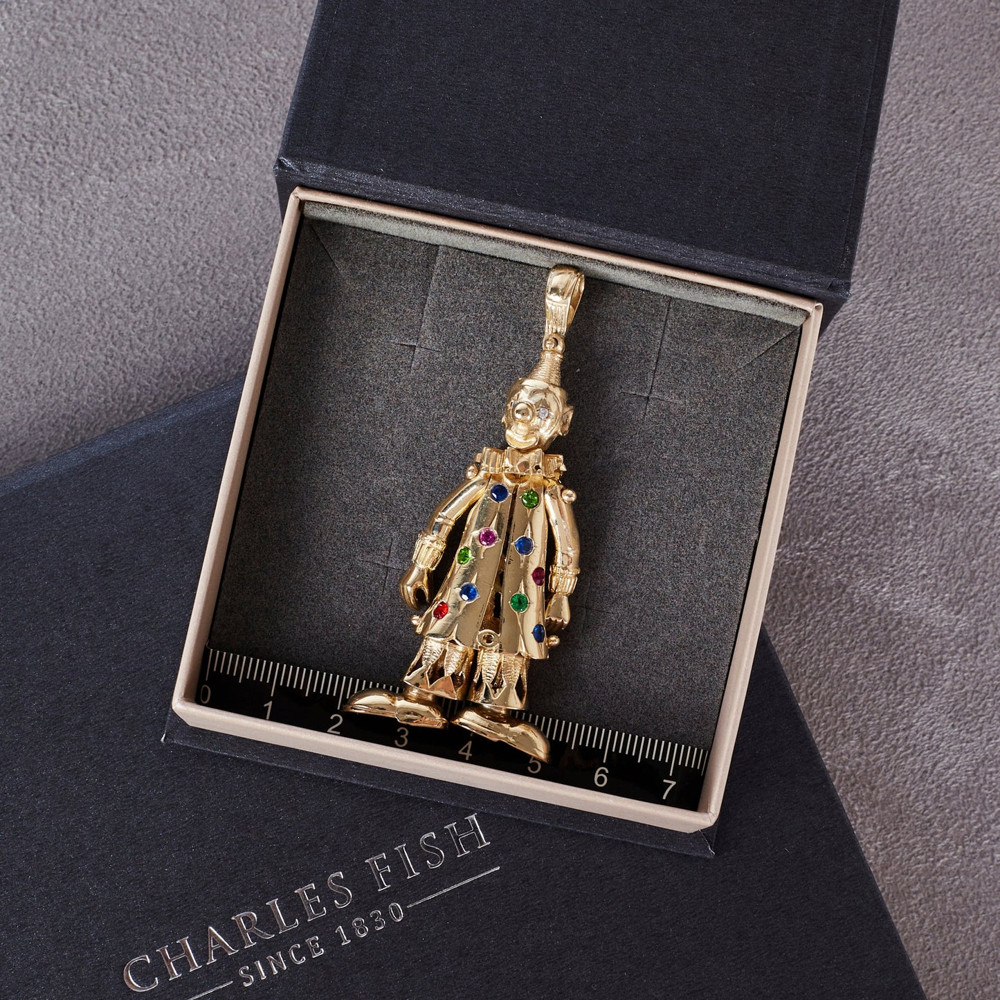 Pre-Owned 9ct Gold Colorful Zirconia Clown Pendant