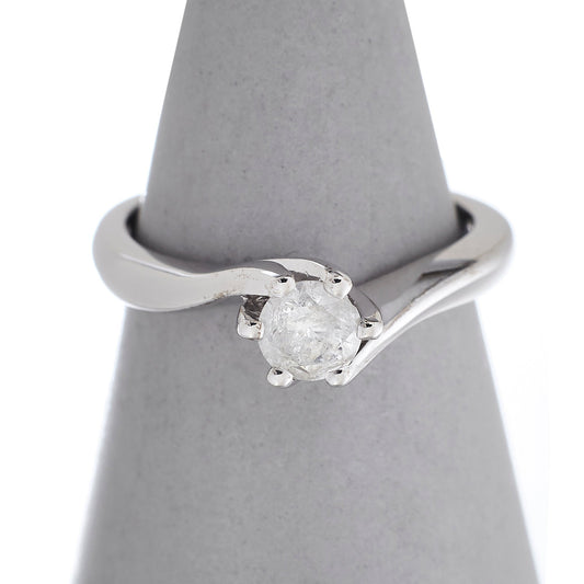 Pre-Owned 18ct White Gold Solitaire Diamond Twist Ring