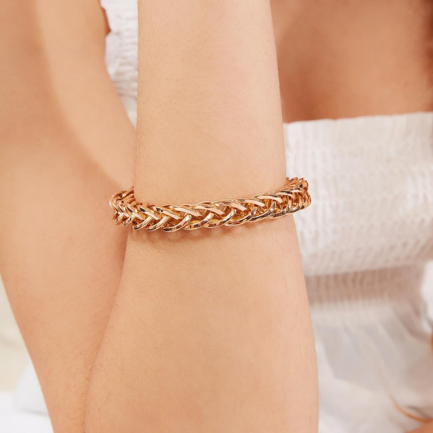 Pre-Owned 18ct Gold Square Foxtail Chain Bracelet