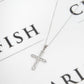 Pre-Owned 9ct White Gold Zirconia Set Cross Necklace
