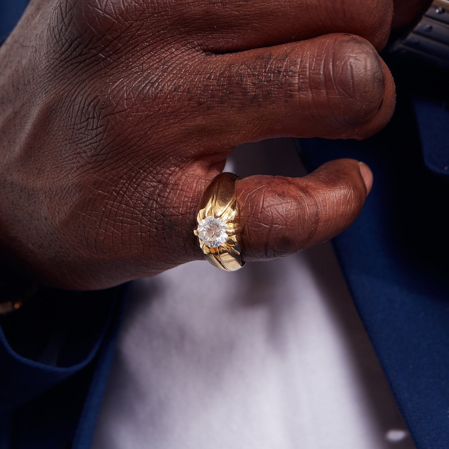 Pre-Owned 18ct Gold Diamond Gypsy Ring - Size P