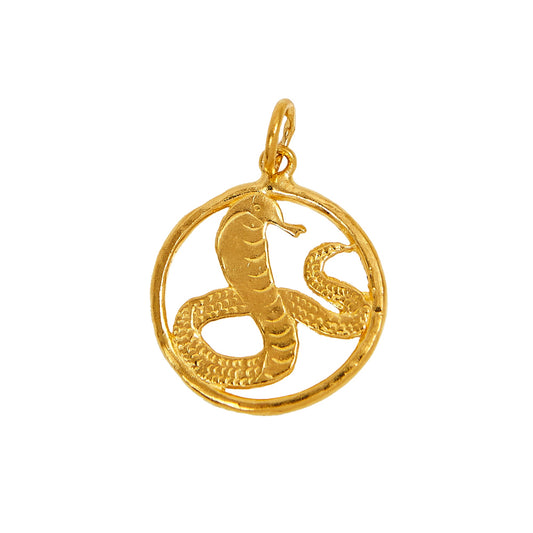 Pre-Owned 990 Gold Fineness Cobra Circle Pendant