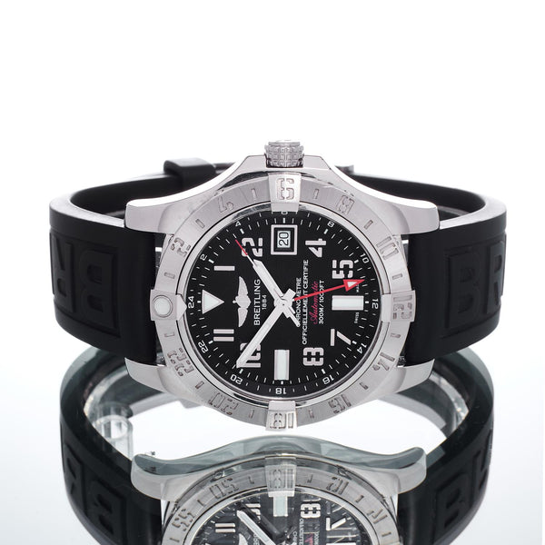 Breitling avenger ii gmt best sale black steel