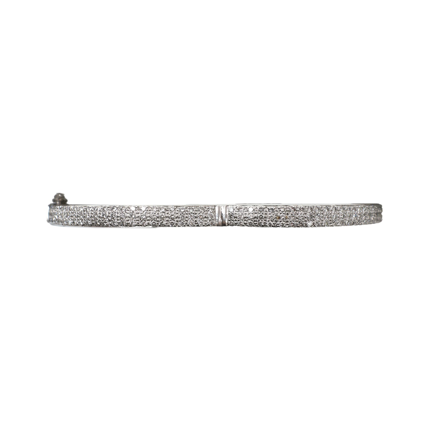 Pre-Owned 14ct White Gold Diamond Hinged Heart Bangle