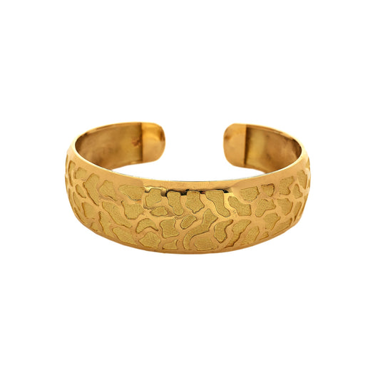 Pre-Owned 14ct Gold Giraffe Pattern Wide Bangle