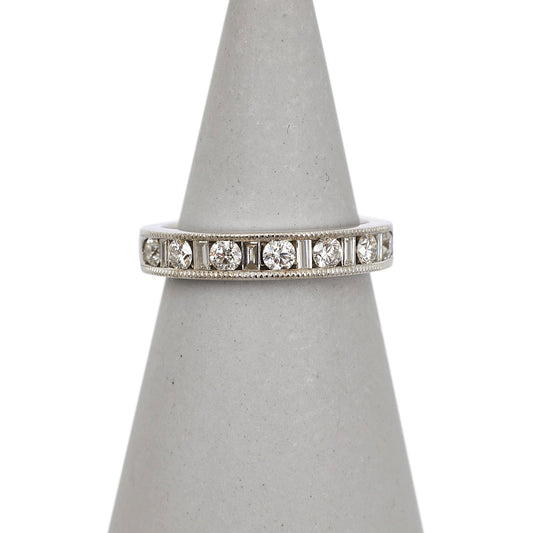 Pre-Owned Platinum Mixed Cut Diamond Half Eternity Ring