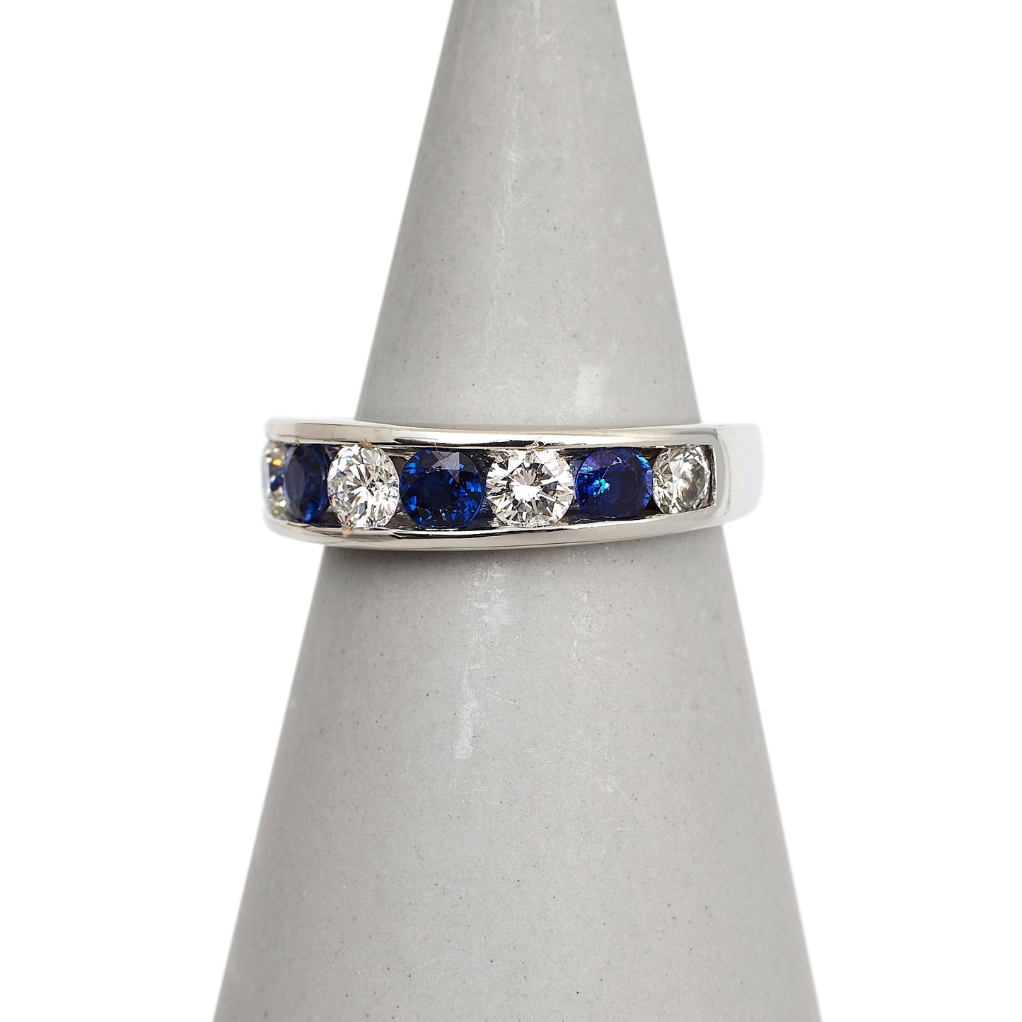 Pre-Owned 18ct Gold Diamond & Sapphire Half Eternity Ring