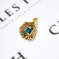 Pre-Owned Gold & Silver Turquoise Diamond Cluster Pendant