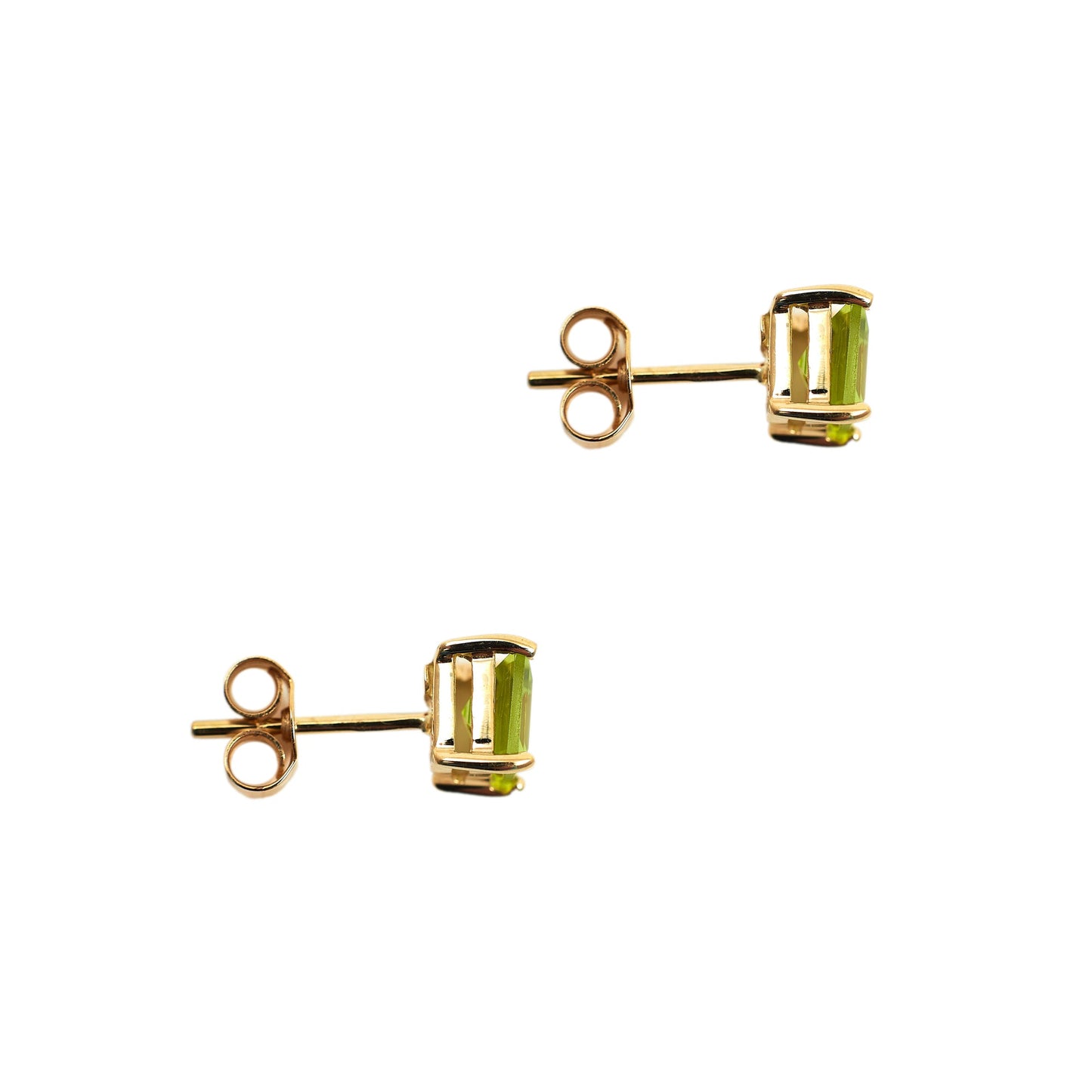 Pre-Owned 9ct Yellow Gold Square Peridot Stud Earrings