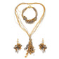 Pre-Owned 18ct Two Tone Mesh Necklace, Earrings & Bracelet Set