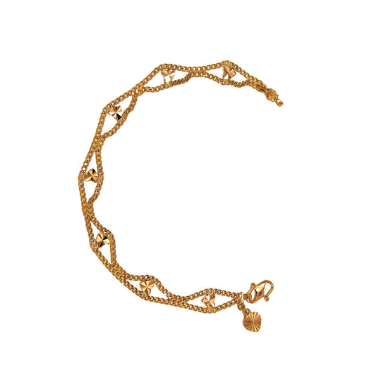 Pre-Owned 22ct Gold Faceted Heart Centre Curb Bracelet