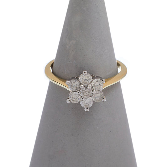 Pre-Owned 9ct Gold 0.75ct Diamond Flower Cluster Ring