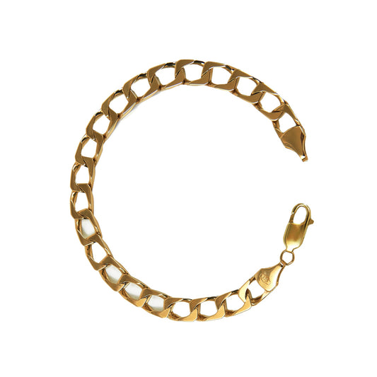 Pre-Owned 9ct Yellow Gold Square Curb Chain Bracelet