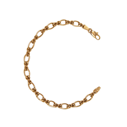 Pre-Owned 9ct Yellow Gold 1+1 Figaro Chain Link Bracelet
