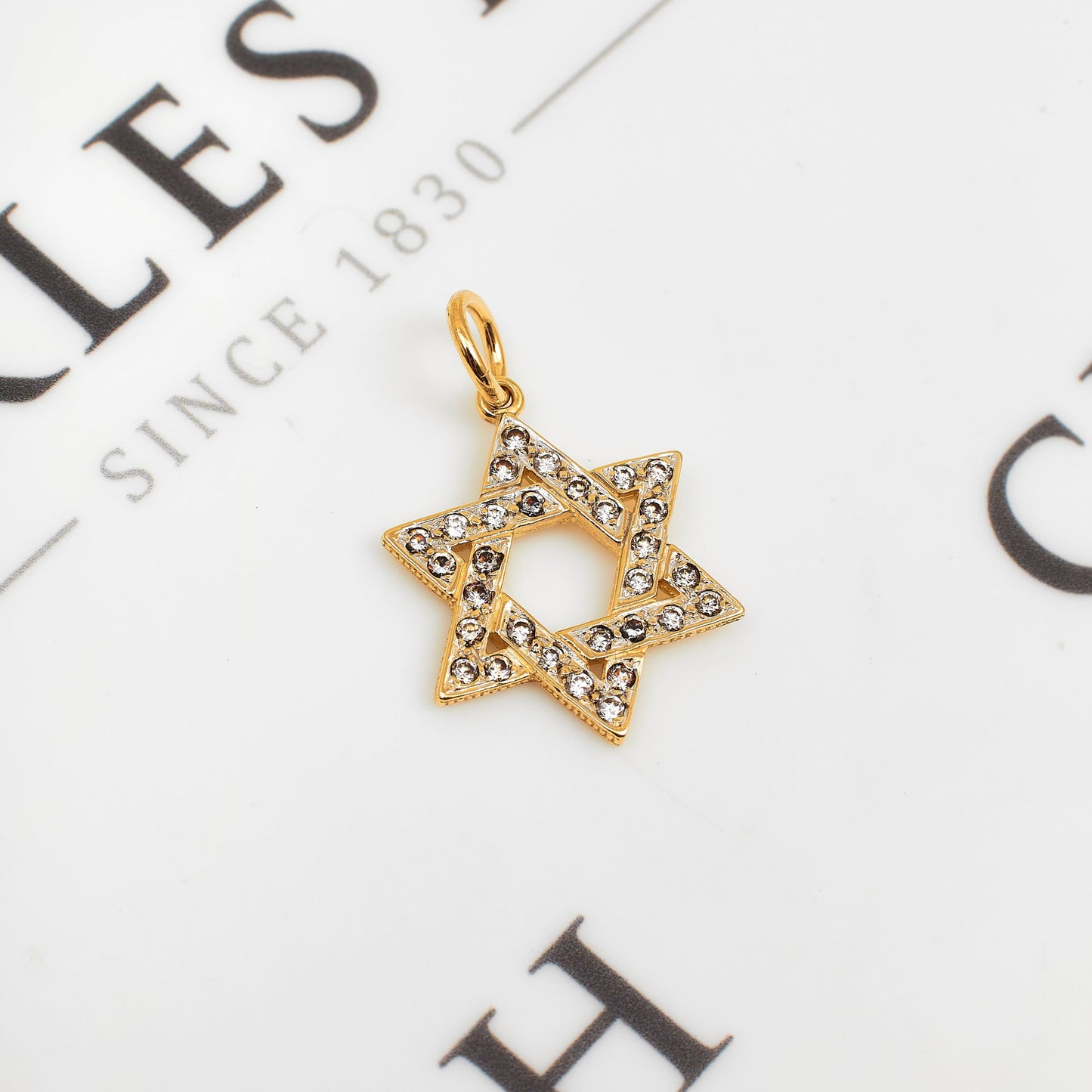 Pre-Owned 9ct Yellow Gold Zirconia Star of David Pendant