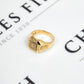Pre-Owned 14ct Gold Greek Key Cubic Zirconia Signet Ring