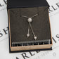Pre-Owned 14ct White Gold Square Snake CZ Lariat Necklace