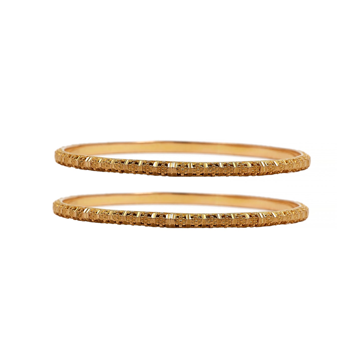 Pre-Owned 22ct Gold Set of Two Flower Pattern Bangles