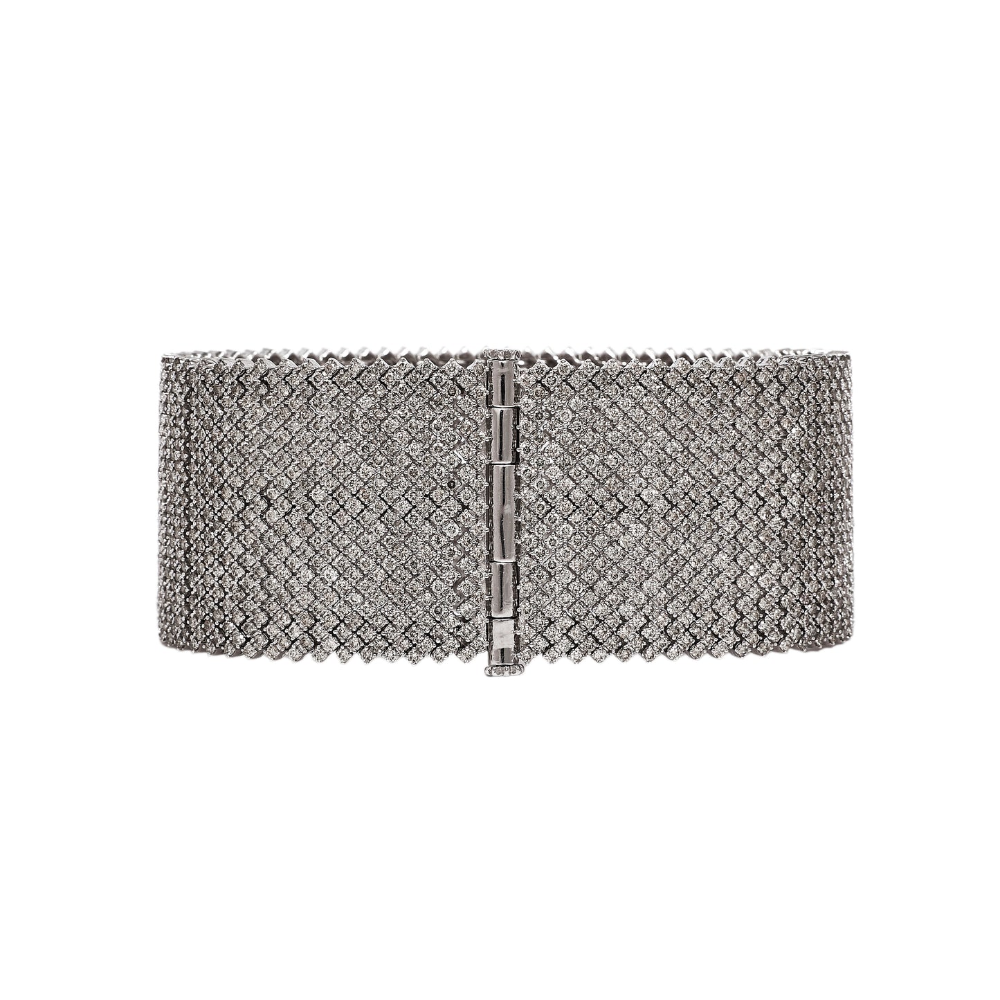 Pre-Owned 9ct White Gold Multi Diamond Studded Cuff Bracelet