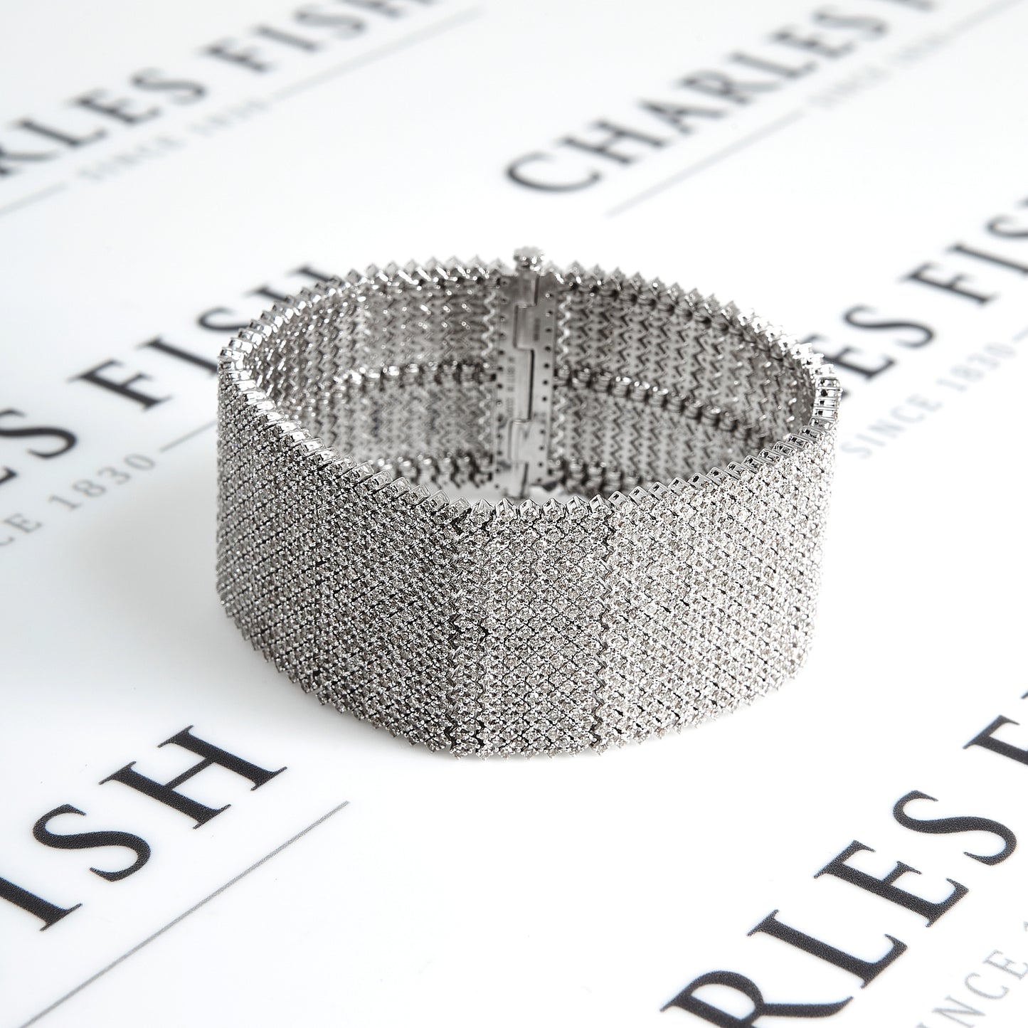 Pre-Owned 9ct White Gold Multi Diamond Studded Cuff Bracelet