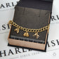 Pre-Owned 9ct Yellow Gold Double Curb Charm Bracelet
