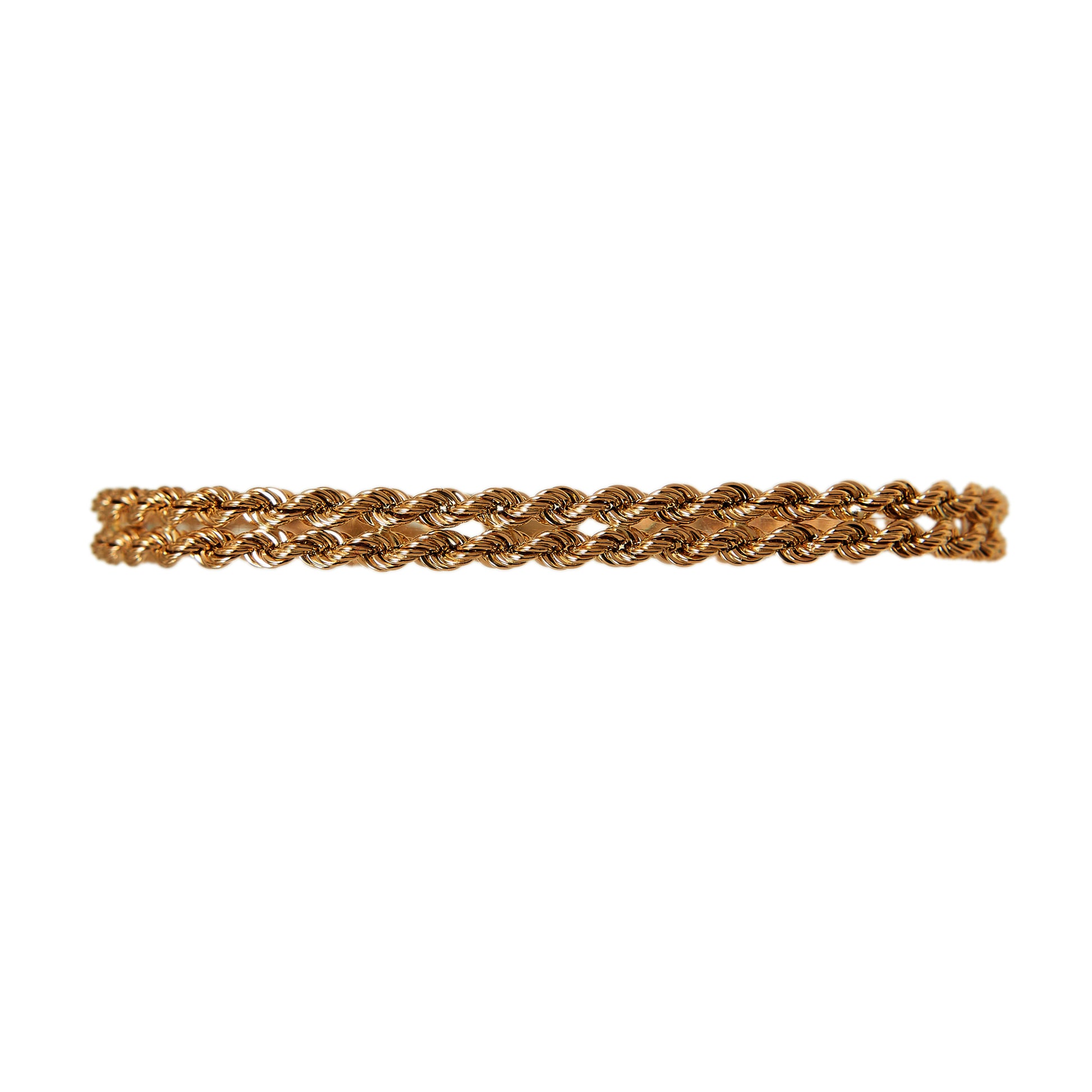 Pre-Owned 9ct Yellow Gold Double Row Rope Bracelet
