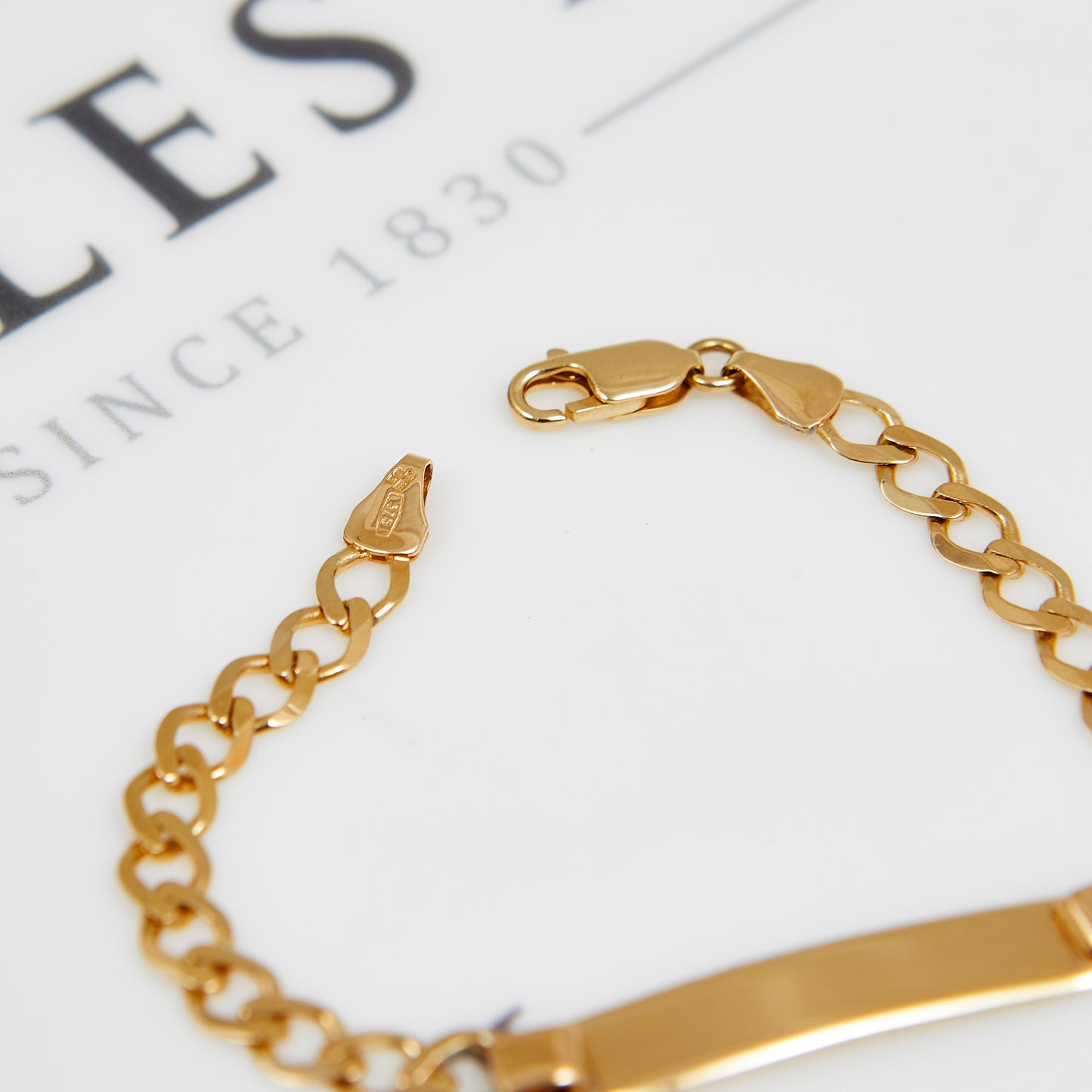 Pre-Owned 9ct Yellow Gold Child Curb Chain ID Bracelet